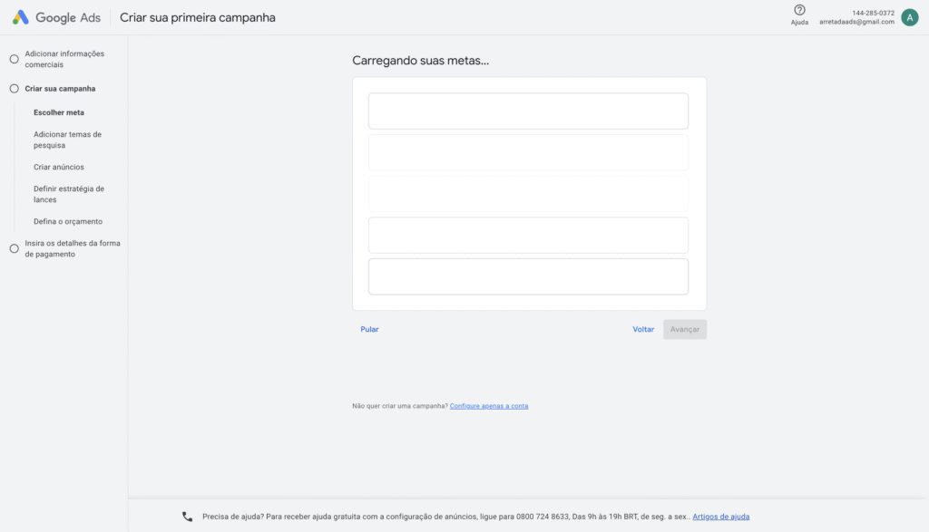 Criando uma conta no google ads (2)