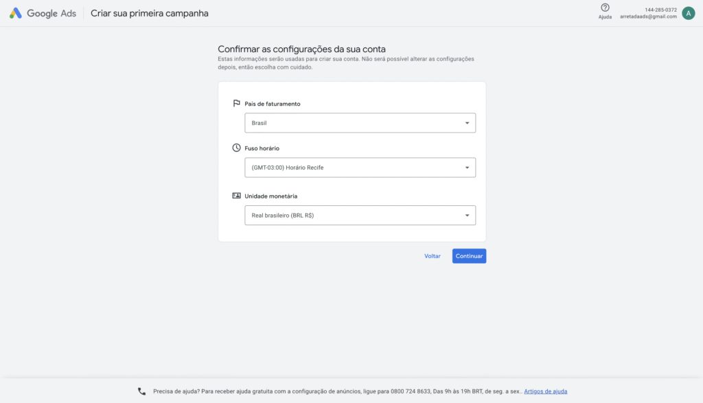 Configuração de fuso horário no Google Ads (1)