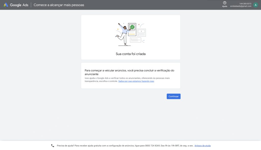 Conta de google ads criada