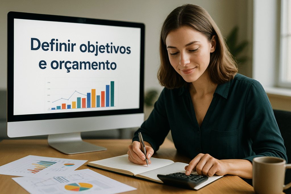 Definindo metas e orçamento para uma campanha no Google Ads