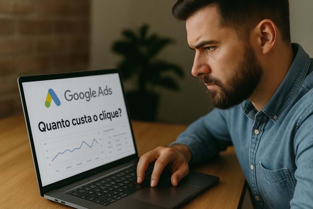 O custo por clique varia de centavos a dezenas de reais no Google Ads.