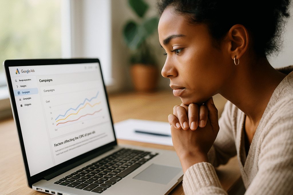 Vários fatores influenciam o custo no Google Ads, como qualidade e concorrência.