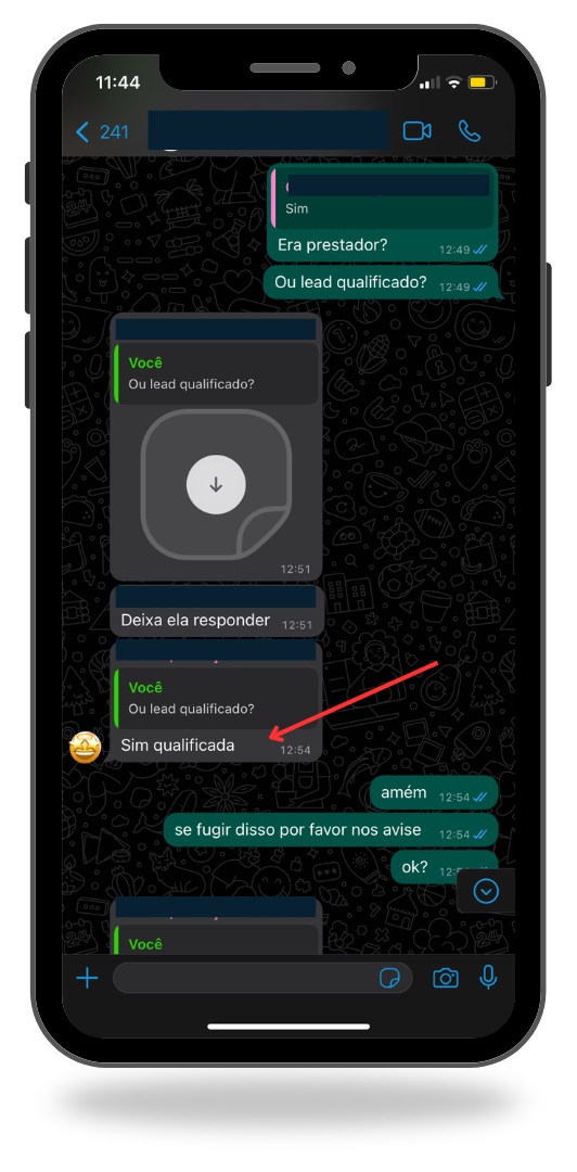 Print de conversa no WhatsApp em que o cliente confirma que o lead recebido era qualificado