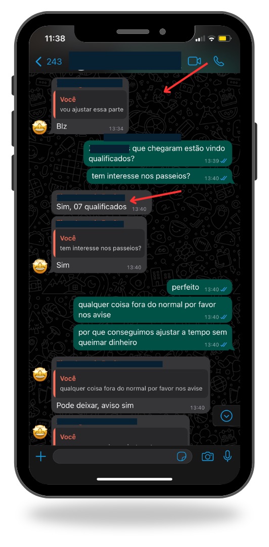 Print de conversa no WhatsApp com cliente elogiando o acompanhamento das campanhas